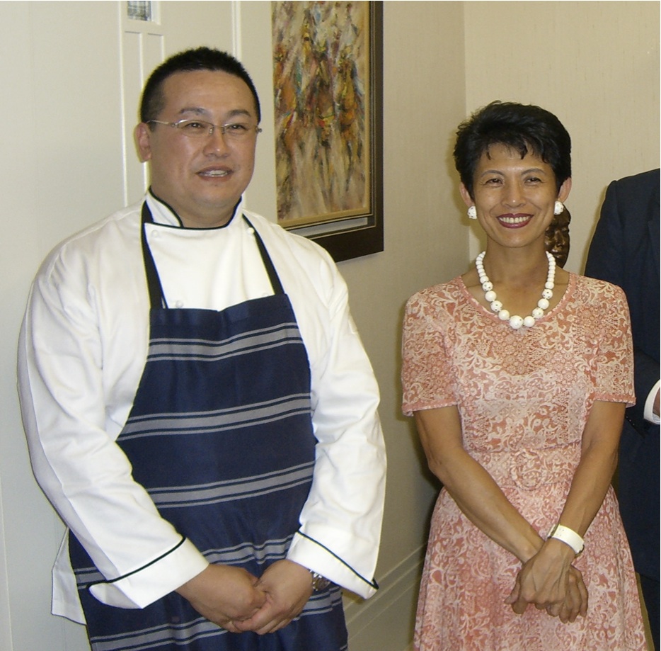 Chef Marcus Yip — owner and chef of 148@Azabujyuban, in his trademark striped apron